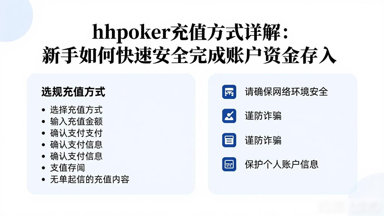 hhpoker充值方式详解：新手如何快速安全完成账户资金存入