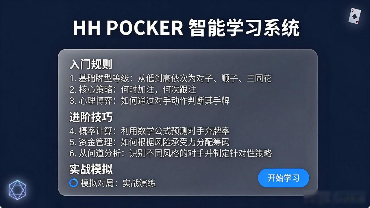 HH扑克新手入门指南：从规则到技巧全解析
